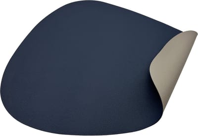 Kade 171 placemats eivormig 6 stuks 44 x 37 cm - lederlook dubbelzijdig blauw met grijs