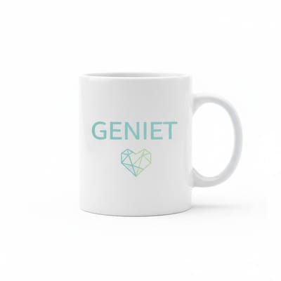 Geniet – Minimalistische Inspirerende Koffiemok 330 ml | Positief & Motiverend Cadeau