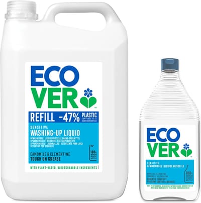 Ecover Afwasmiddel - Grootverpakking 5 L + 950 ml - Plantaardig & Biologisch afbreekbaar - Fles van gerecycled plastic - Kamille & Clementine geur