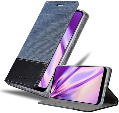 Cadorabo Hoesje geschikt voor LG K50S in DONKERBLAUW ZWART - Beschermhoes met magnetische sluiting, standfunctie en kaartvakje Book Case Cover Etui