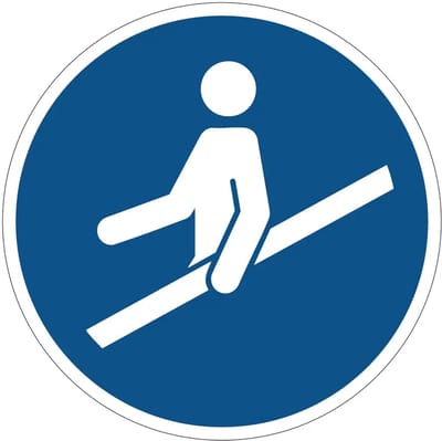 Trapleuning vasthouden gebodsbord - M012 | gecoat dibond materiaal | 10 cm