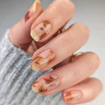 Dailygoody - Kunstnagels - Press-on nagels - Herbruikbare Franse nagels - Korte amandelvorm - Esdoornblad - Volledige afdekking - Geschikt voor vrouwe...