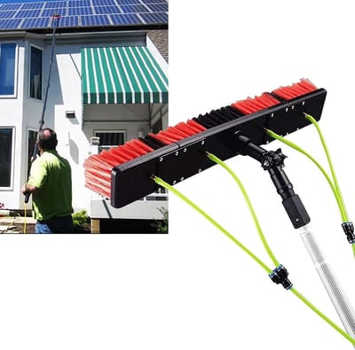 Raamreinigingsstang - Raamwisser uitschuifbaar - Ramen Wassen - Watertoevoersysteem - 39ft - Zilver