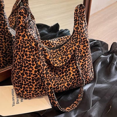 Koreaans Stijl Trendy Luipaardprint Grote Capaciteit Tote Bag Nieuwe Casual Dames Schoudertas Retro Crossbody Tas brown