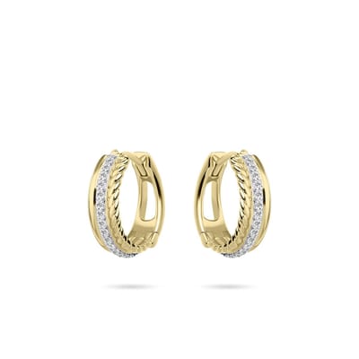 Gisser Jewels - Oorringen VGKC1003 - 14k geelgoud - met zirconia stenen - 15 mm diameter