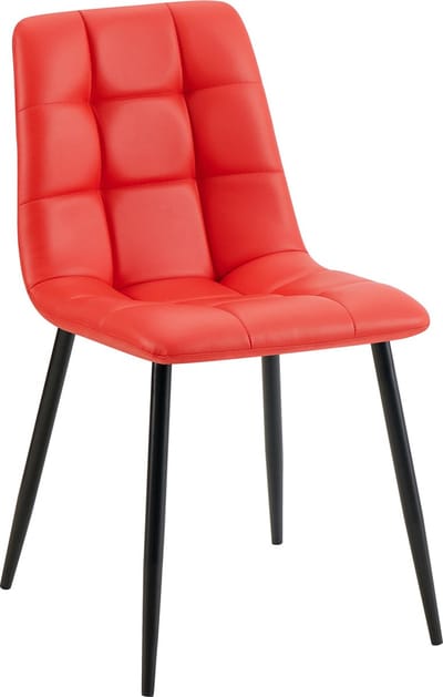 CLP Antibes eetkamerstoel - Zonder armleuning - Metaal frame - Kunstleer/rood