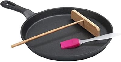 Koekenpan - Pannenkoekenpan Gietijzeren pan - Dagelijkse maaltijden - Geen coating - 26 cm - Zwart