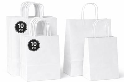 20 x witte papieren draagtassen kraft – 2 formaten 18x8x22 cm & 22x10x28 cm – cadeautasjes met handvat