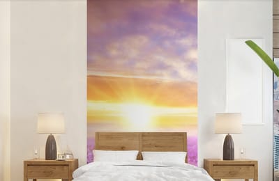 Behang - Fotobehang Lavendel - Zon - Lucht - Natuur - Breedte 120 cm x hoogte 240 cm