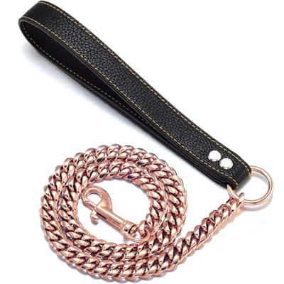 14Mm Versleuteld Huisdier Roestvrij Staal Titanium Staal Trektouw Grote Hond Werphond Ketting Wordt Gebruikt Om Huisdieren Te Trainen (Rose gold,2ft(60cm)) rosé gouden kleur