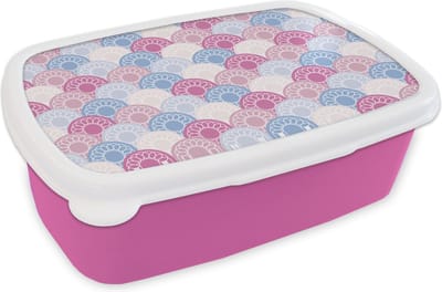 Broodtrommel Roze - Lunchbox - Brooddoos - Cirkel - Patroon - Roze - 18x12x6 cm - Kinderen - Meisje