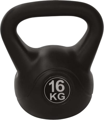 Kettlebell - Fitness Gewicht - Kracht Training - Zand Gevuld - 16 kg - Zwart