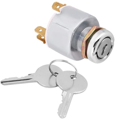 Dailygoods Ontstekingsschakelaar - 12V Universeel - Startfunctie met 2 Sleutels - Zilver - Geschikt voor Auto Motor Boten - 4 Positie