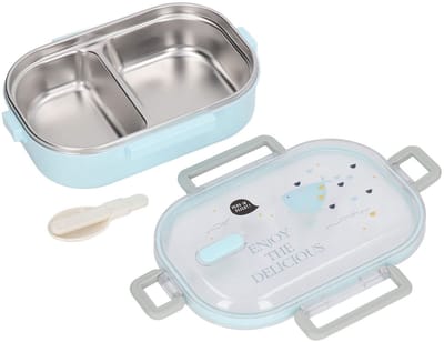 Dailygoods- Lunchbox RVS Thermo Isolatie - Bentobox - Draagbaar - Compartimenten - Ruimtebesparend - Ideaal voor Kinderen - Bento Box