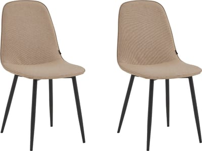 Colenis® - Milou Eetkamerstoelen - Set Van 2 - Taupe - Linnen Stof - Industrieel - Stoelen