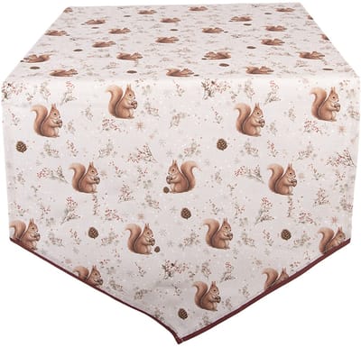 Clayre & Eef Tafelloper 50x160 cm Beige Katoen