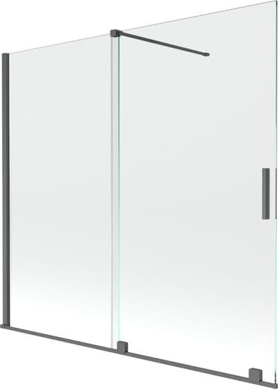 Mexen Velar badwand tweevleugelig verschuifbaar 170 x 160 , transparant, geborsteld geweergrijs - 896-170-000-01-66