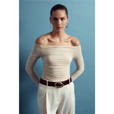 Off-Shoulder Slim Fit Gebreide Blouse