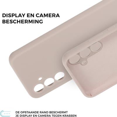 Mobiparts Silicone Cover hoesje geschikt voor Samsung Galaxy A54 (2023) 5G met 2 Screenprotectors van Gehard Glas - Roze