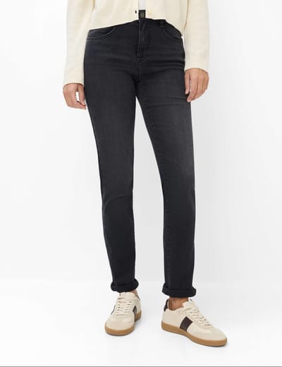 Brax Dames Jeans  Style CAROLA USED BLACK BLACK, denim donkergrijs, maat 34