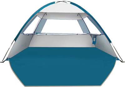 Strandtent 3-4 Personen - UPF 50+ Zonbescherming - Lichtgewicht Zonnetent - Pop-up Strand Shelter - UV Beschermende Familietent - Windbestendig met Zandzakken - Camping & Strand Tent - Draagbare Outdoor Tent