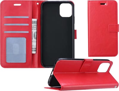 Hoesje - Geschikt voor Apple iPhone 11 - Luxe Bookcase - Walletcase Hoes - Portemonnee - Cover - Telefoonhoes - Rood