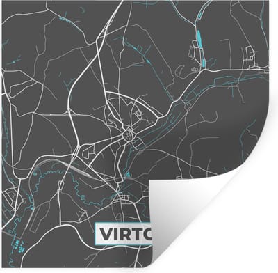 Muurstickers - Sticker Folie - Stadskaart – Grijs - Kaart – Virton – België – Plattegrond - 100x100 cm - Plakfolie - Muurstickers Kinderkamer - Zelfklevend Behang XXL - Zelfklevend behangpapier - Stickerfolie