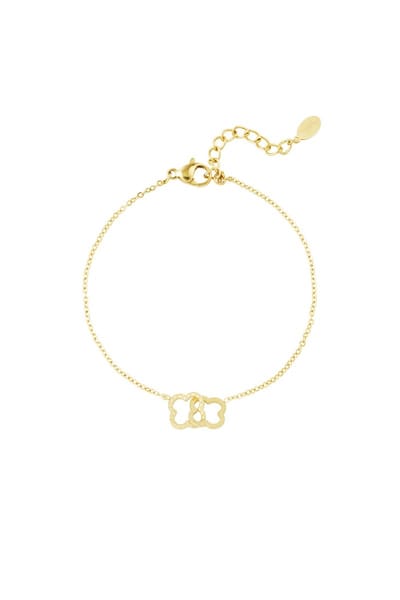 Lincked Lucky Clover armband - Goudkleur