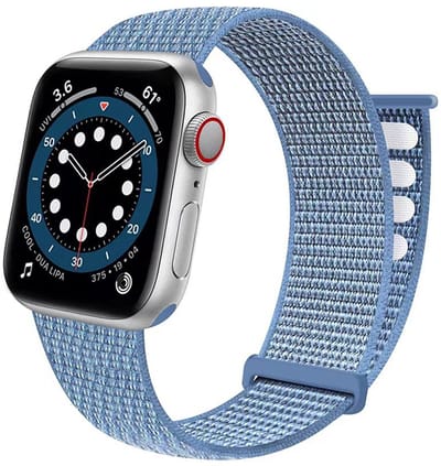 Nylon bandje - geschikt voor Apple Watch 1/2/3/4/5/6/7/8/9/10/11/ SE (1,2,3) met maat 38 mm / 40 mm / 41 mm en 42 mm (Watch 10/11) - klittenband - blauw