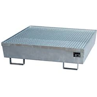BAUER AM-4/A opvangbak, met rooster, staal, 245 l, B 1200 x D 1200 x H 335 mm, verzinkt