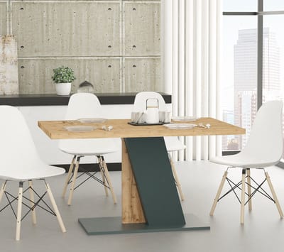 Promeubels - Eetkamertafel Bolivar - Antraciet - Eiken - 138cm - Eettafel