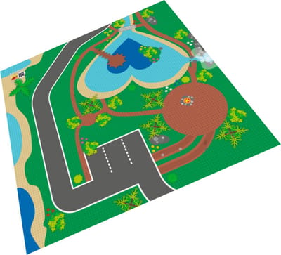 BrickDoo's BrickMaps 32333005 Lake Camping - Wegplaat speelmat geschikt voor LEGO Friends - Formaat gelijk aan 3x3 bouwplaat
