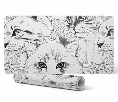 Decoratieve tafelmat met hoogwaardige print van katten met strikjes, 90x45 cm