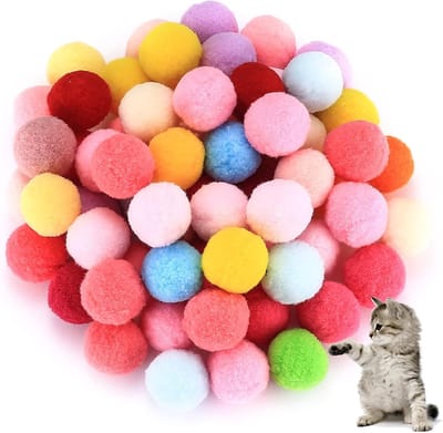 100 stuks speelgoedballen voor katten, kleurrijke pompons voor katten, interactief speelgoed voor huisdieren, katten, kattenballen voor huisdieren