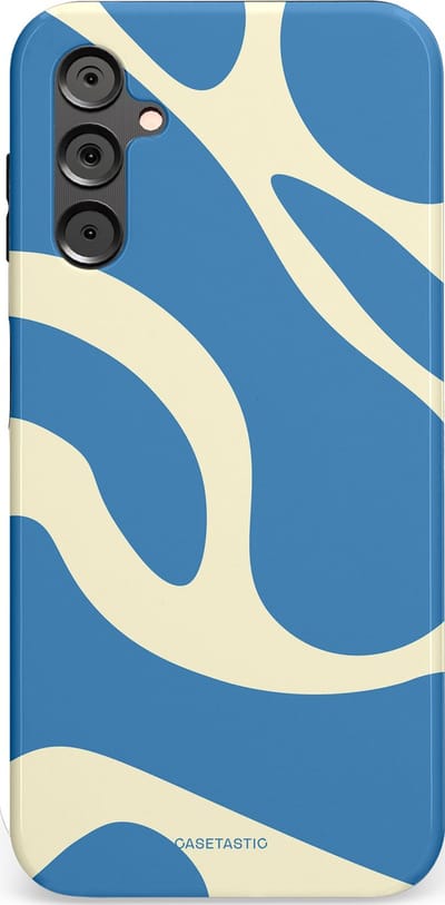 Casetastic hoesje geschikt voor Samsung Galaxy A14 (2023) 5G / Samsung Galaxy A14 (2023) 4G - Dubbellaagse bescherming - Lichtblauwe water vlekken - Fashion Case - Lavendel Crème Lichtblauw