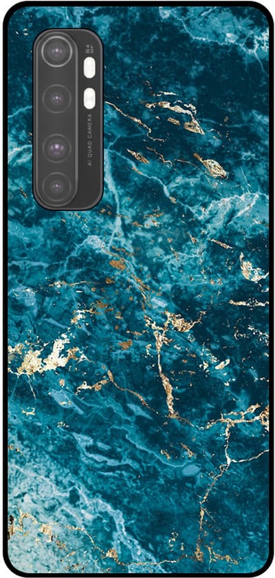 Smartphonica Telefoonhoesje Geschikt voor Xiaomi Mi Note 10 Lite met marmer opdruk - TPU backcover case blue marble design - Blauw geschikt voor Xiaomi MI Note 10 Lite