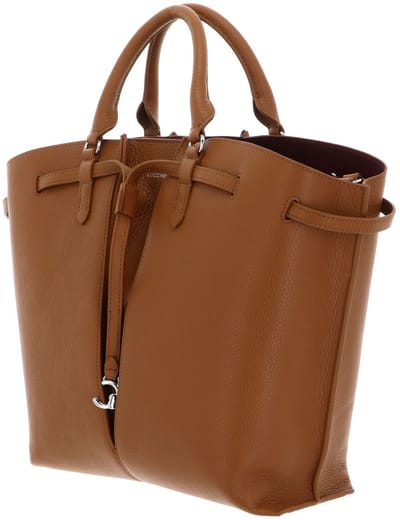 COCCINELLE Leren Handtas Schoudertas Flores Handbag Grained Leather Cuir Lichtbruin