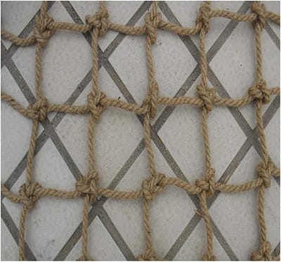 Veiligheidsnet Touw - Beschermnet Kinderen - Valbeveiliging Balkon - Meerstrengs Geweven - 4mm Touw 6cm Gaas - Jute Kleur