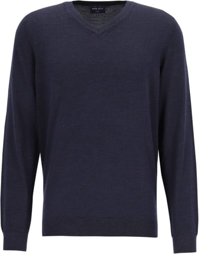 MARVELIS heren trui wol - V-hals - donkerblauw