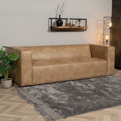 Bronx71® Industriële bank 3-zits Memphis eco-leer beige