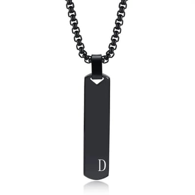 Bovista Ketting - Heren - Staal - Nep zilver - Met Hanger - Zwart - D
