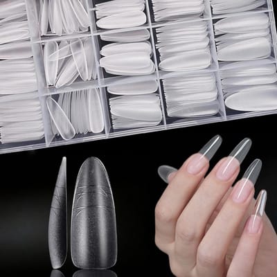 330 Stuks Gel Tips in 15 Maten, Amandelvormige Nageltips voor Professionele Nagels en DIY Nail Art, Volledige Dekking en Voorgevormd