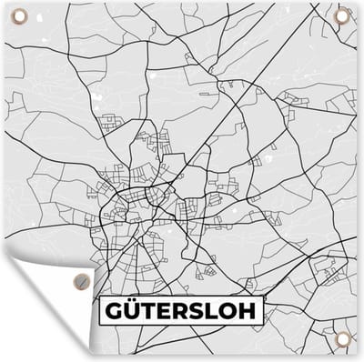 Tuin poster Stadskaart - Kaart - Duitsland - Plattegrond - Gütersloh - 200x200 cm - Tuindoek