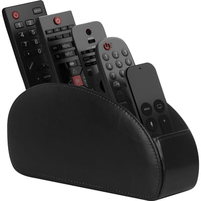 5-vaks afstandsbedieningshouder - PU leren opbergdoos voor tv, verwarmingsregelaar - Bureau- en lade-organizer voor thuisopslag zwart