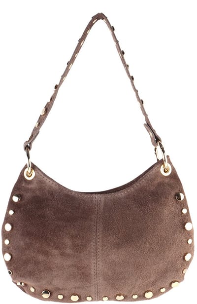 Giuliano Lederen Suede Schoudertas Ysoria - Dames- Made in Italy - Taupe