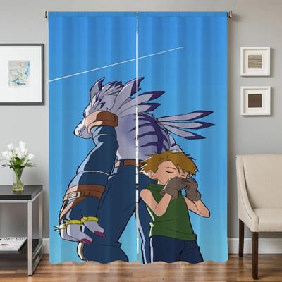 Interieur Keukengordijnen voor Woonkamer 2 Stuks Verduisterende Gordijnen Deurgordijn D-digimon Slaapkamerdecoratie Scheidingswand W50xH70cmx2pcs-CL blue