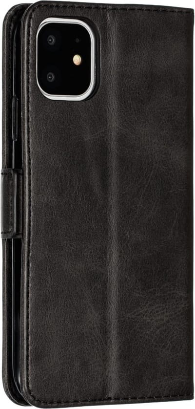 Peachy Leren Wallet Bookcase hoesje portemonnee geschikt voor iPhone 11 - Zwart