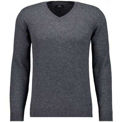 Ragman Trui Mélange Uni Color V-Neck Merino Cashmere Knit Antraciet / male