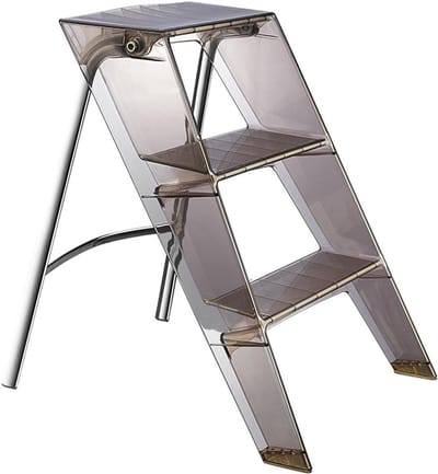 Opvouwbare trapladder - Kruk ladder - Veilig klussen - Transparant platform - 615 x 445 cm - Grijs