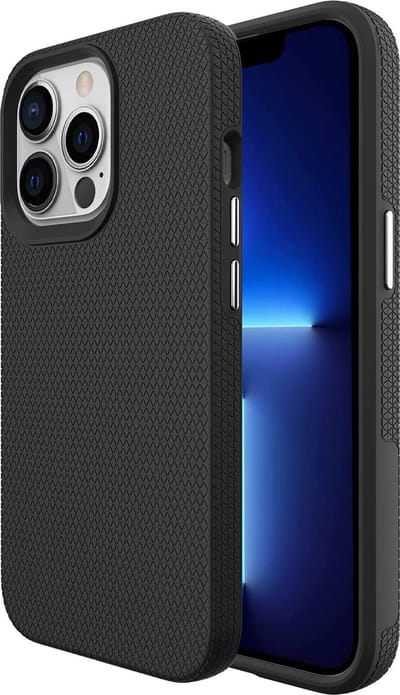 Casemania Hoesje Geschikt voor Apple iPhone 13 Pro - Zwart - Anti Slip Matte Armor Back Cover